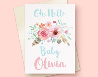 Personalised New Baby Card | New Baby | Newborn Card | Greetings Cards | Baby Girl | Baby Boy | Pretty Baby Card