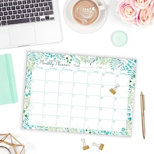 Monthly Planner Pad, Monthly Plan, Month Organiser, Planner, To Do List, Note Pad, Desk Top Planner, Botanical Illustration, Fridge Planner