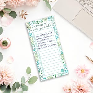 La felicidad es terminar tu lista de tareas pendientes / Bloc de notas / Mini bloc de notas / Lista de compras / Planificador de escritorio / Botánico / Regalo de papelería /