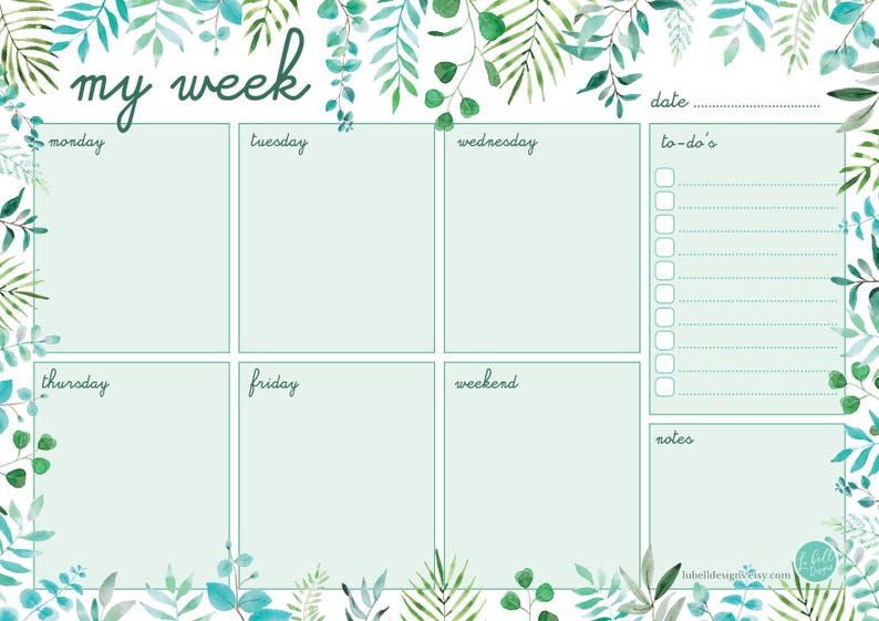 Weekly Planner Pad | 50 Tear Away Sheets | Organiser | to Do List ...