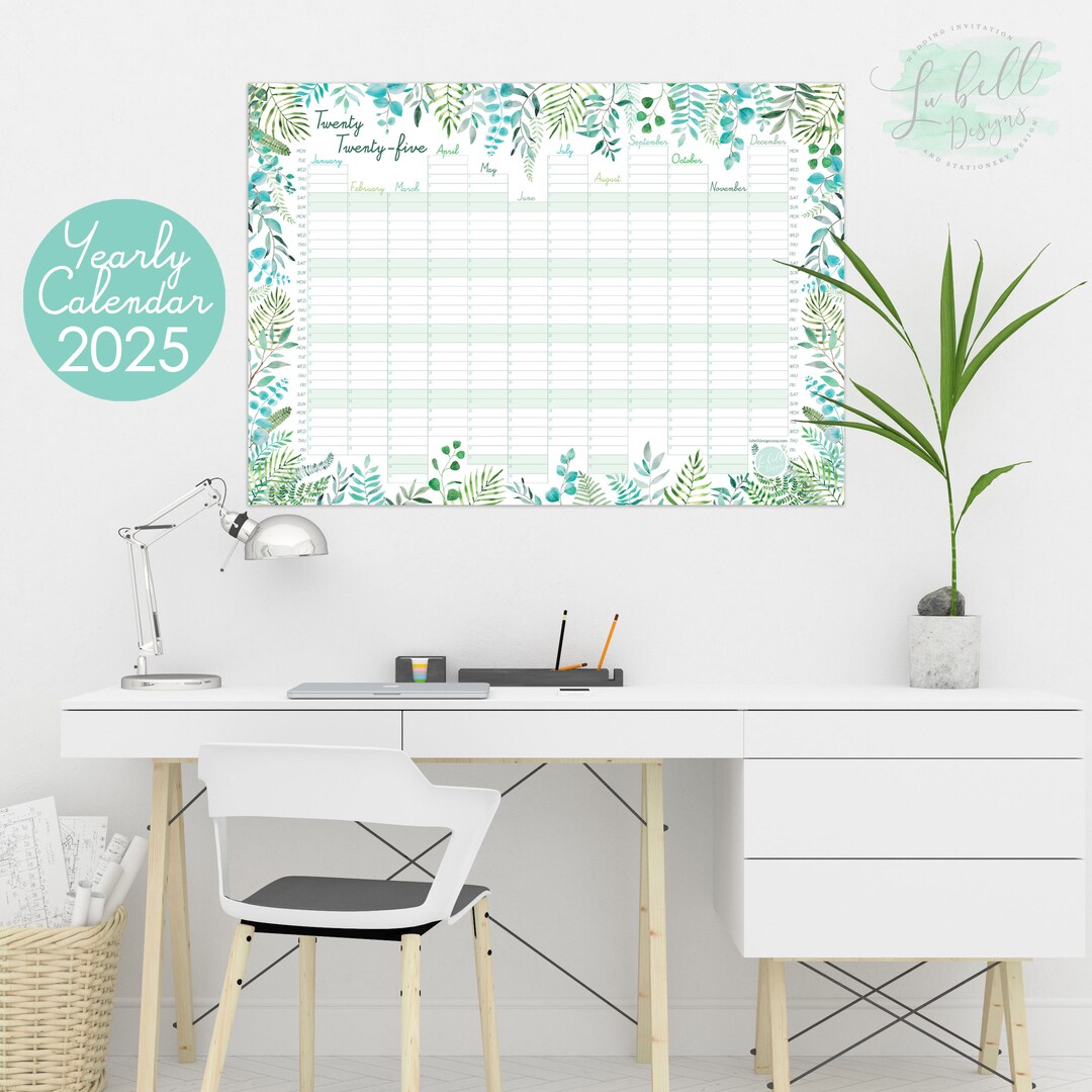 PRINTABLE 2025 Botanical Wall Calendar | Yearly Planner | 2025 Calendar ...