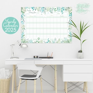 Calendario de pared botánico 2025 / Planificador anual / Calendario 2025 / Organizador anual / Planificador de pared / Planificador de bodas / Planificador mensual.