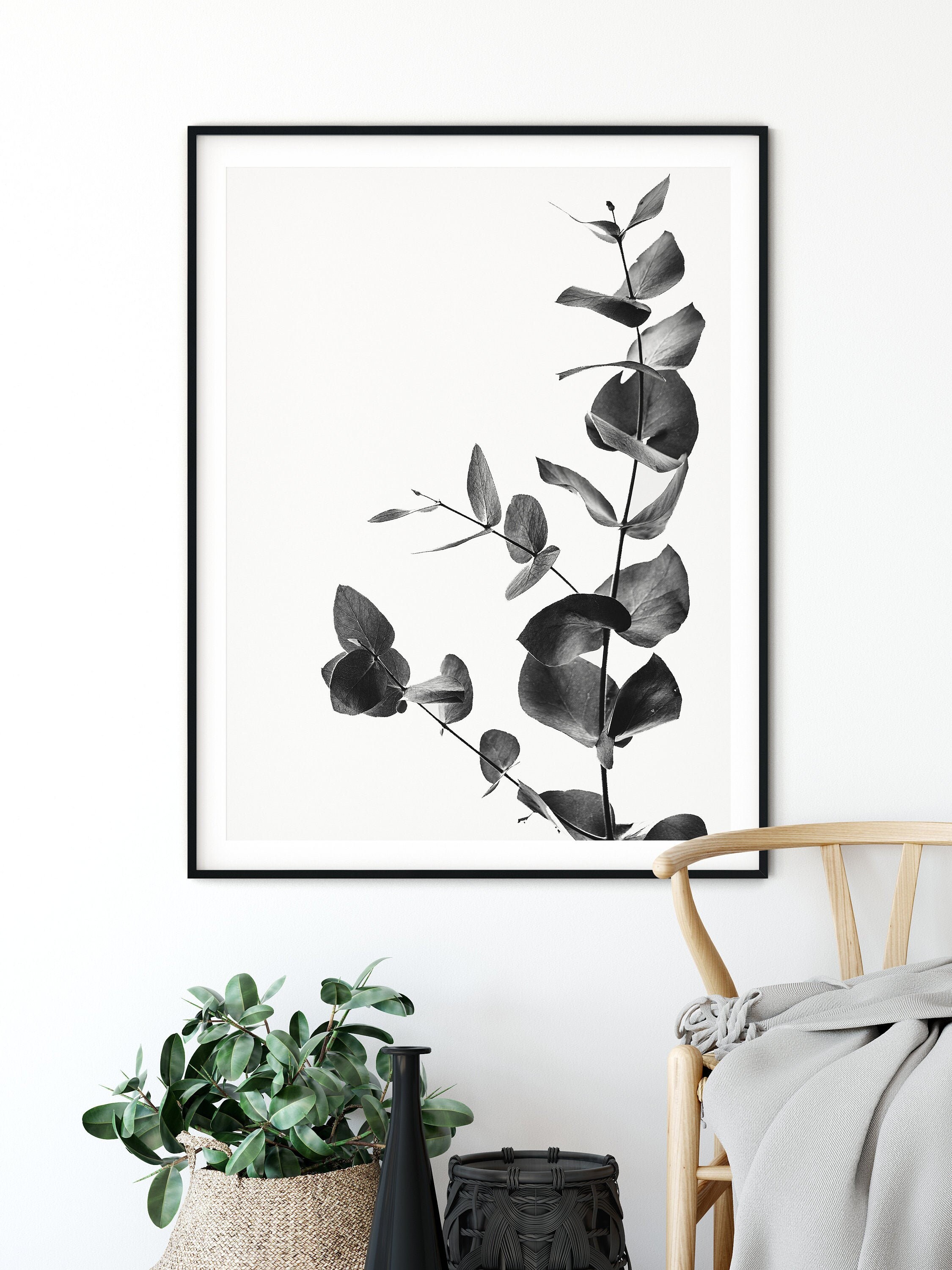 Botanical Wall Print Black and White Botanical Minimalist Etsy