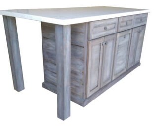 6 ft Distressed White Onyx Kitchen Island