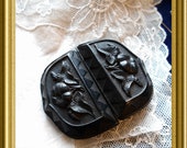 Antique black mourning jewelry buckle