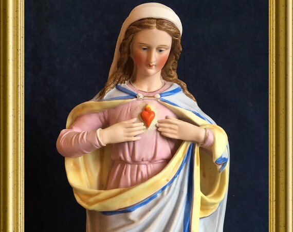 Antique porcelain Holy Mary sacred heart figurine