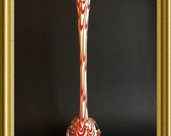 Vintage glass: long neck vase, candy cane, solifleur