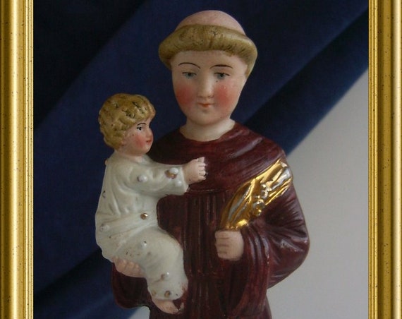Antique bisque porcelain Holy Antony figurine, Antonius