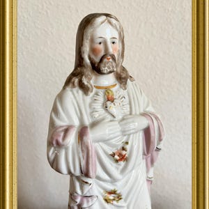 Antique porcelain sacred heart figurine: Jesus