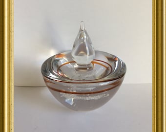 Beautiful glass object: Siem van der Marel, Royal Leerdam Crustal, touch of coffee, D.E. , candle holder