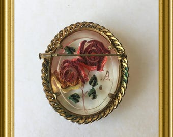 古いブローチ: 花、逆彫刻ルーサイト - Etsy 日本