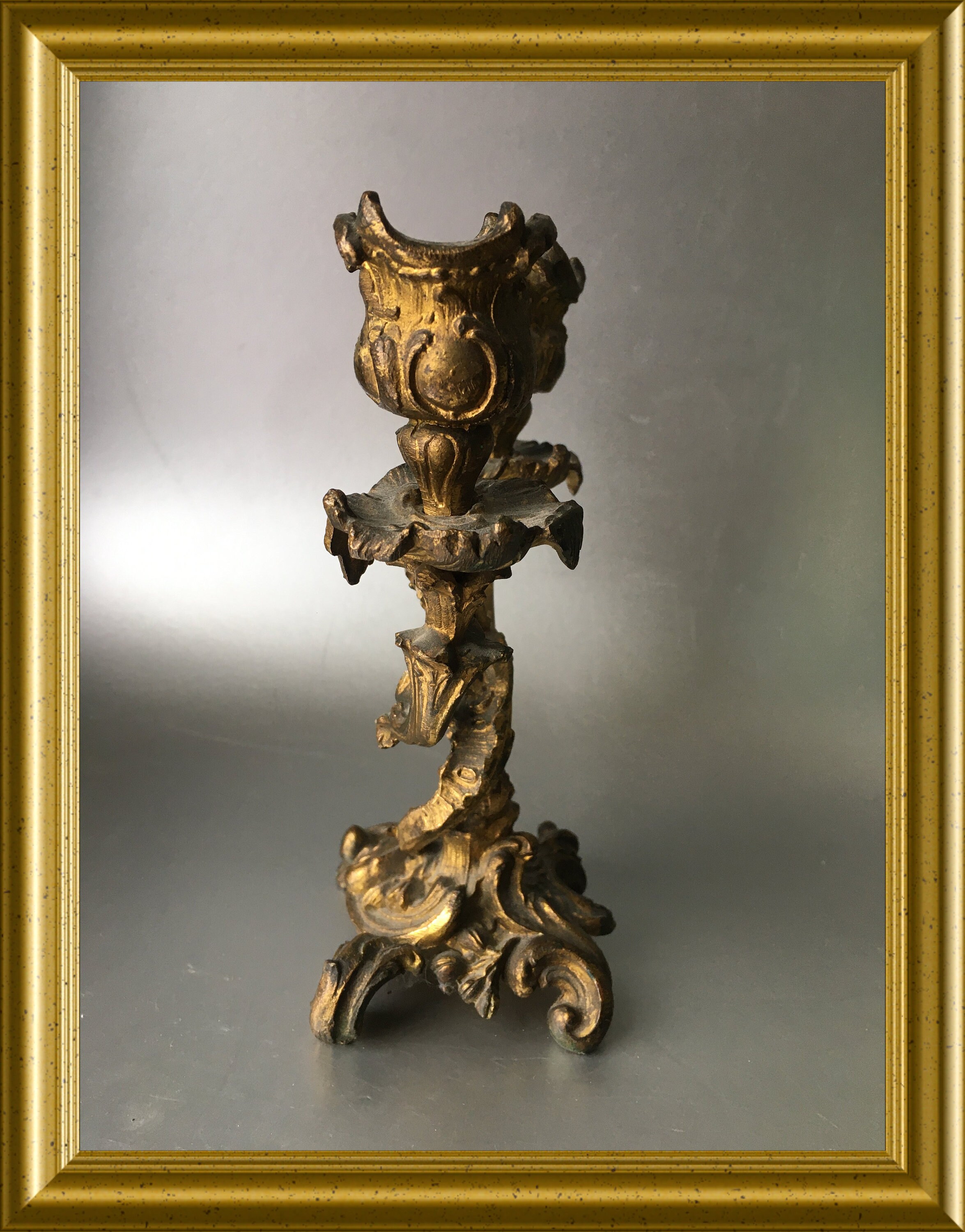 Antique bronze candle holder, candlestick