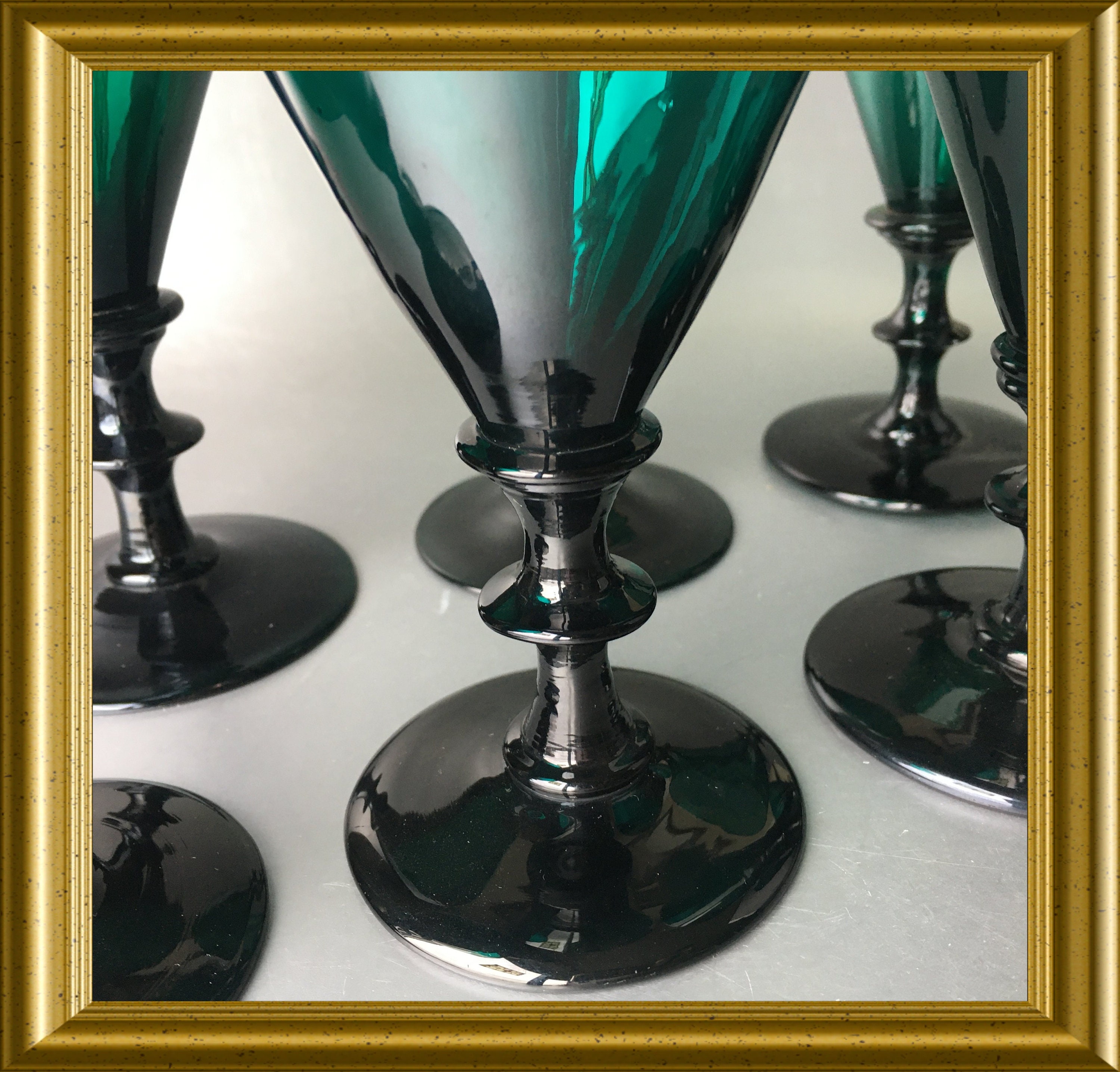 Antique emerald green drinking glass, umbrella glass, Bristol glass