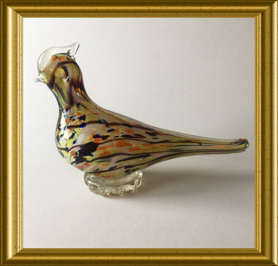 Vintage animal figurine glass: bird, paperweight