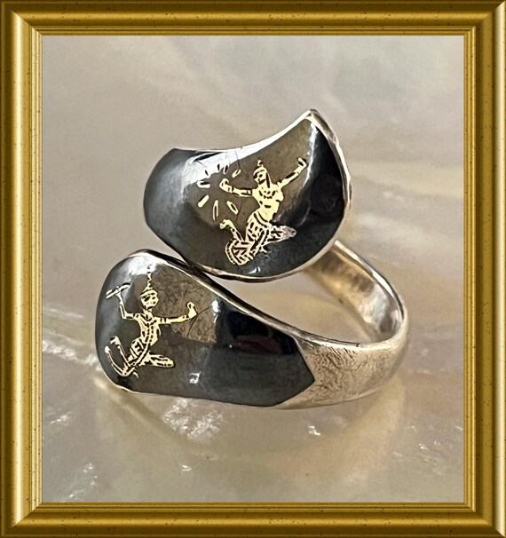 Siam sterling silver ring, niello