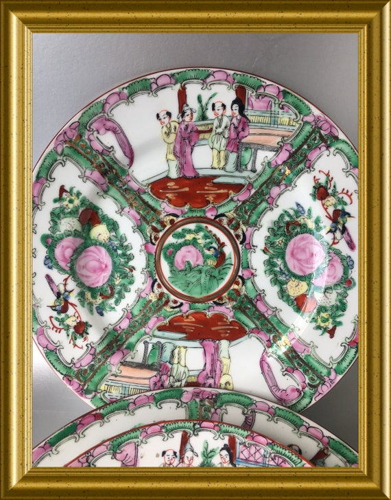 Vintage Chinese porcelain plate/ dish: Rose medallion