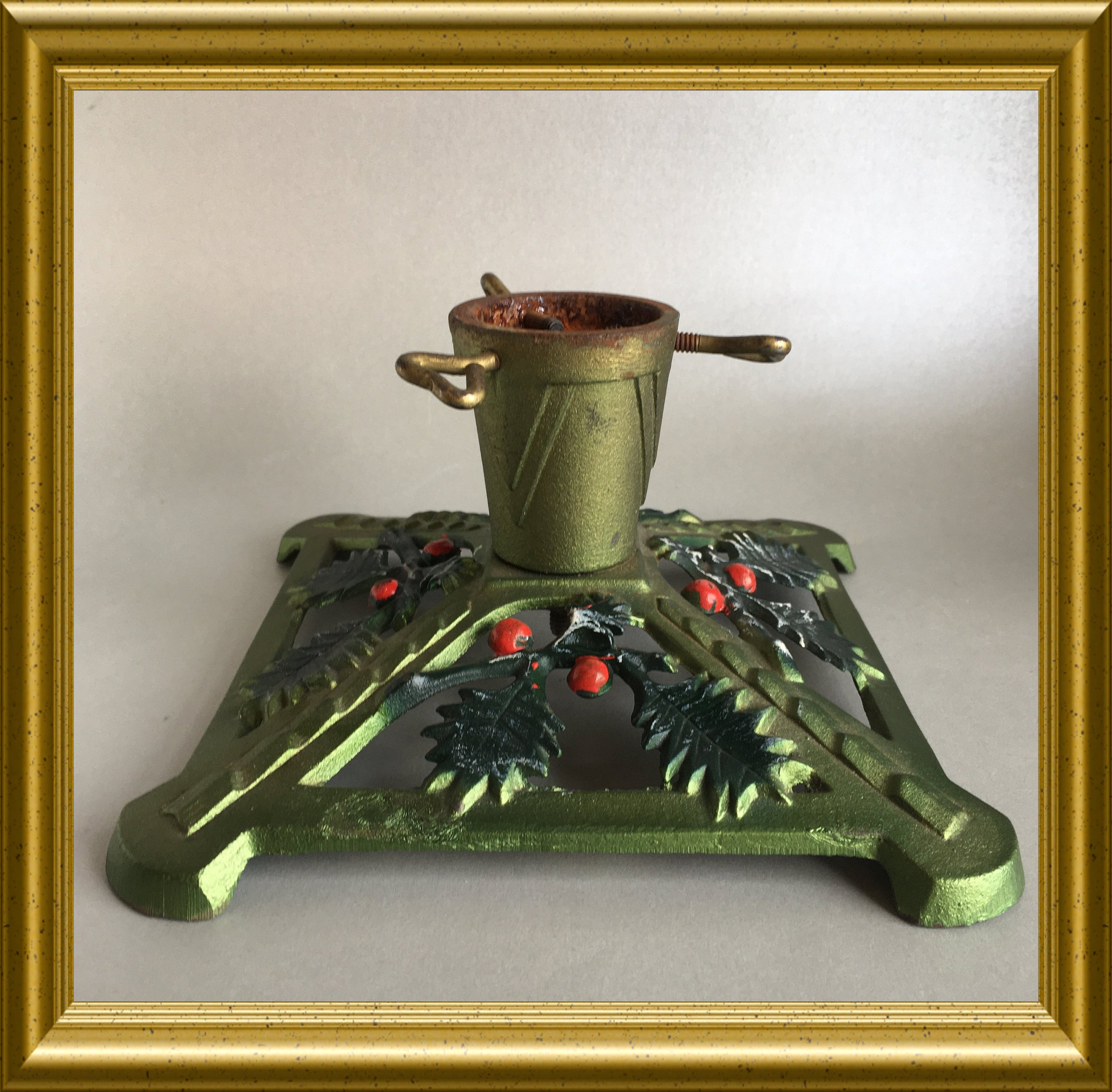 Vintage small cast iron christmas tree stand, holder