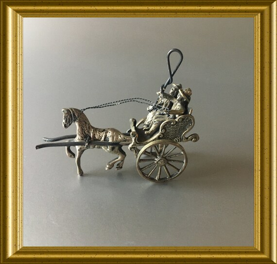 Silver925 ビンテージ ミニチュア 小物 馬車 ヨーロッパ ミニチュアの銀色の馬車、馬車 - Etsy 日本