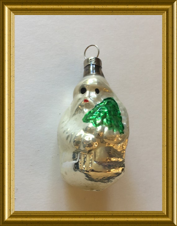 Antique glass Christmas ornament: Santa with christmas tree