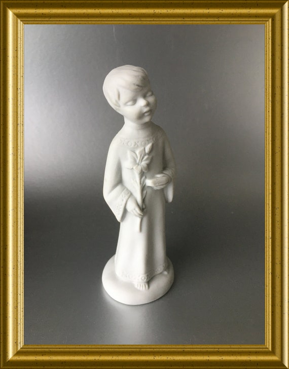 Vintage bisque porcelain figurine: altar boy, choir boy