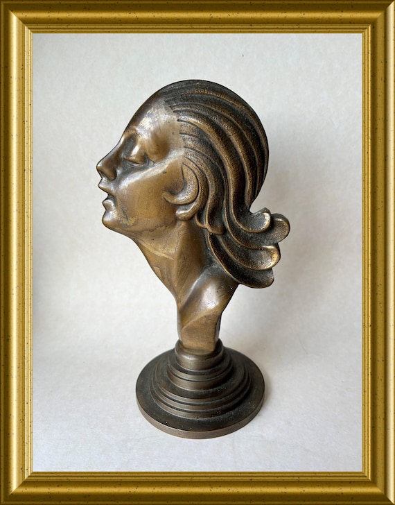 Art deco brass head/ bust on base