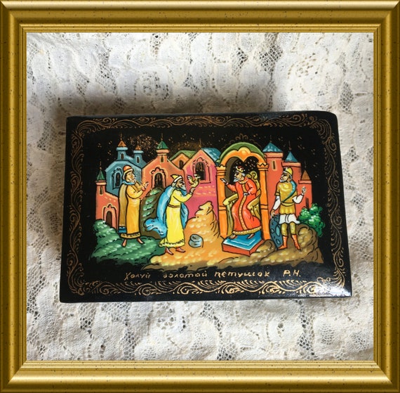 Vintage hand painted signed lacquer box