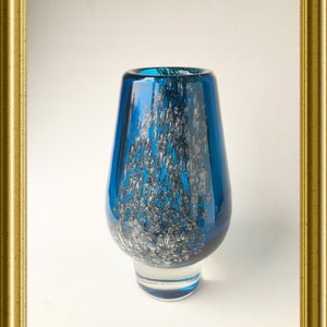 Vintage heavy glass design vase: blue, Heinrich Löffelhardt, Florida, Schott Zwiesel image 5