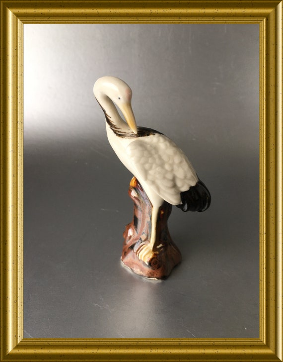 Lovely small porcelain bird figurine: crane