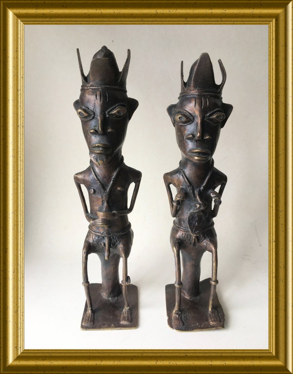 Two African bronze fertility statues