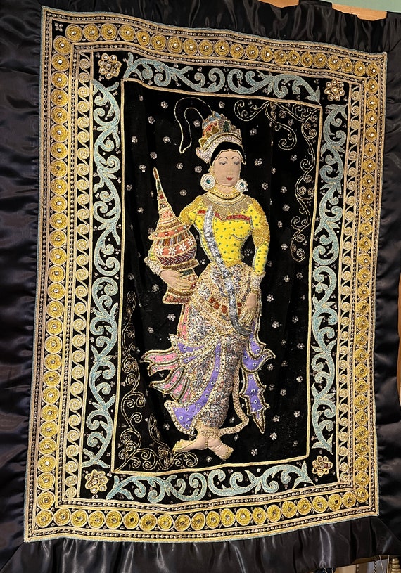 Vintage Burmese wall hanging, Kalaga