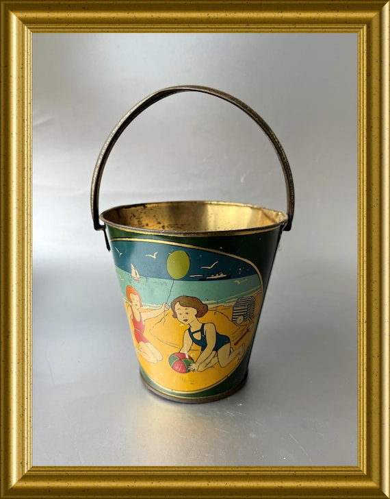 Antique tin toy bucket