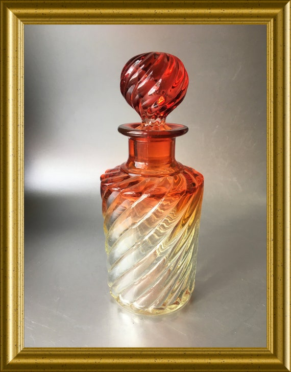 Antique large heavy glass perfume bottle, Baccarat