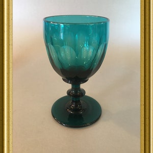 Antique facet cut blue/ green drinking glass
