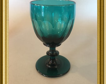 Antique facet cut blue/ green drinking glass