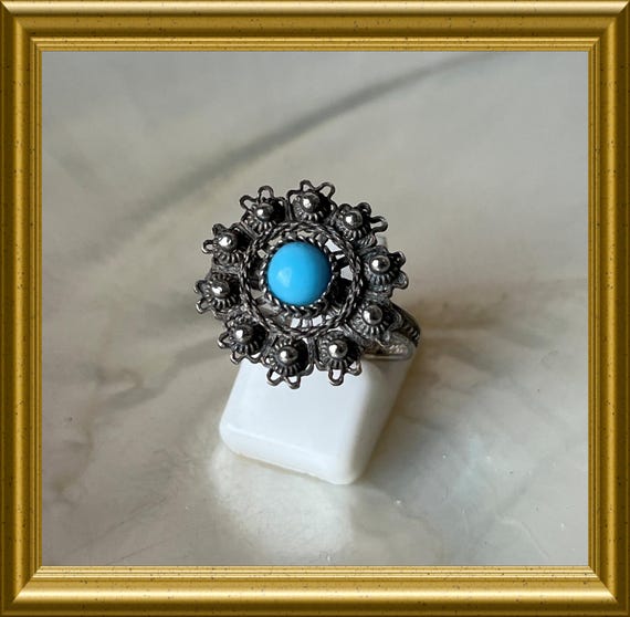 Vintage blue silver ring: Zeeuwse knoop