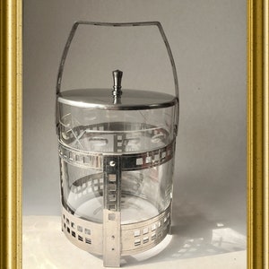Art deco glass biscuit barrel, cookie jar, biscuit jar, storage canister