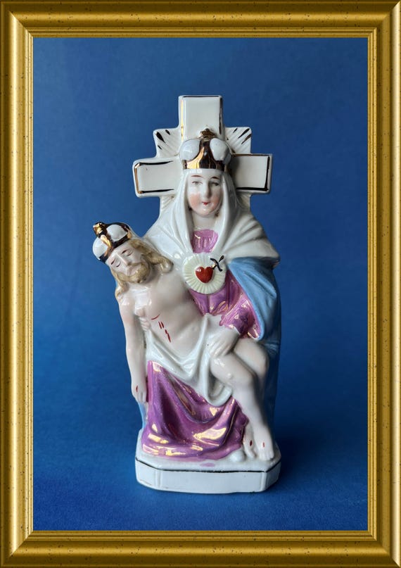 Antique porcelain figurine: Holy Mary with child Jesus