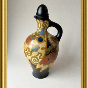 Vintage hand painted art pottery jug: Regina Gouda art pottery