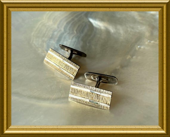 Vintage gold plated silver cuff links