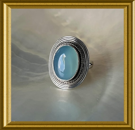 Vintage silver ring with blue stone