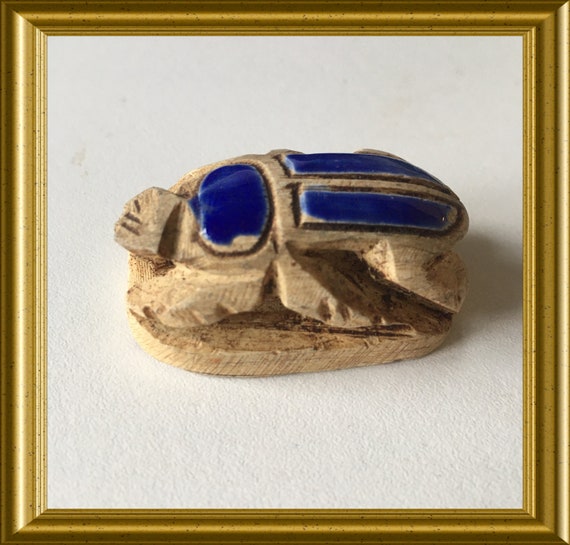 Vintage limestone scarab amulet figurine