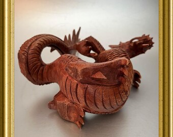 ヴィンテージ木彫り/木彫像：ドラゴン - Etsy 日本
