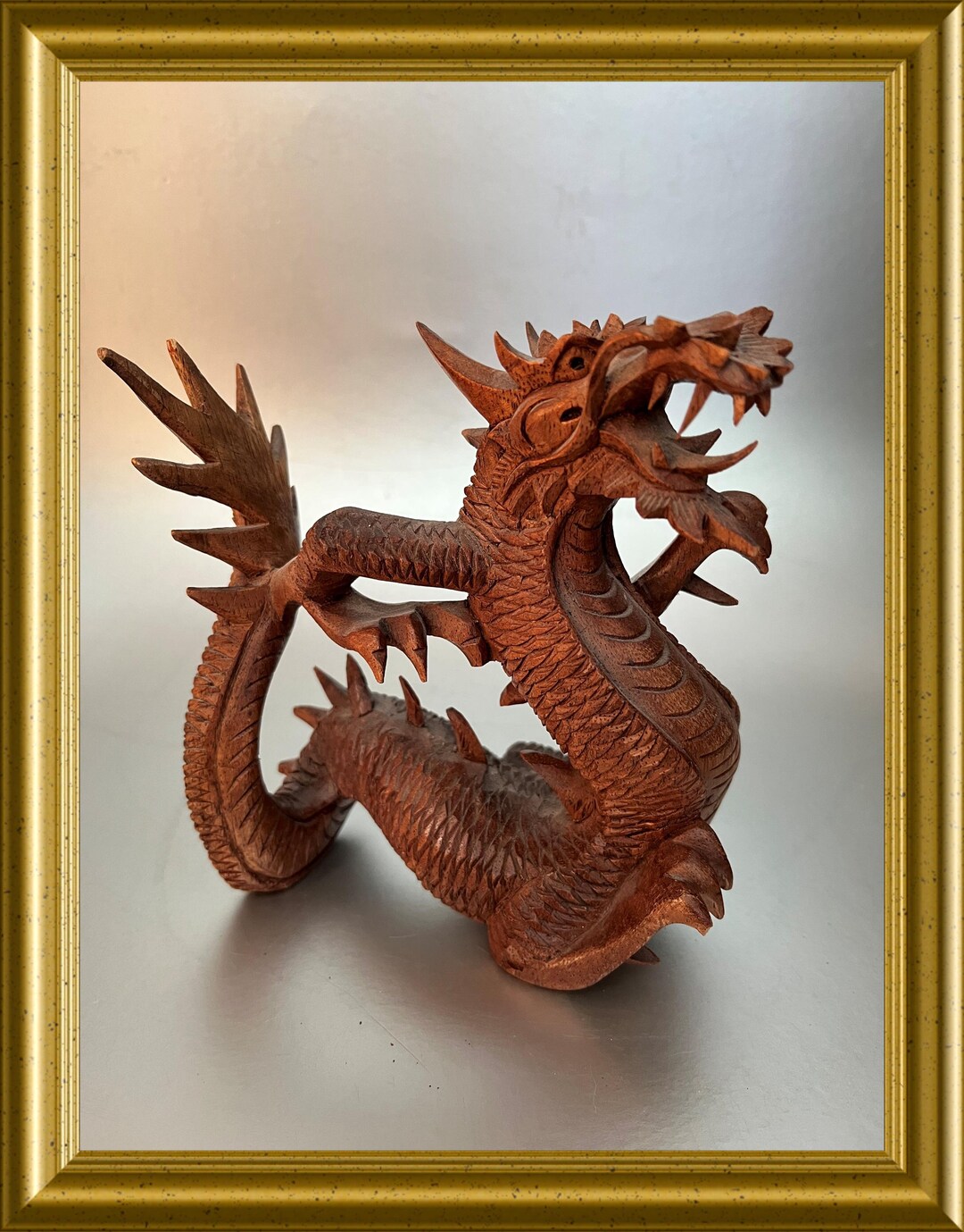 大迫力！木彫り 昇り龍 ドラゴン 一刀彫 置物 大型彫刻 和風 美術品ビンテージ ヴィンテージ木彫り/木彫像：ドラゴン - Etsy 日本