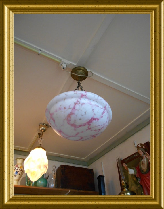 Local pick-up in Gouda only: vintage pink and white lamp, shipping not available