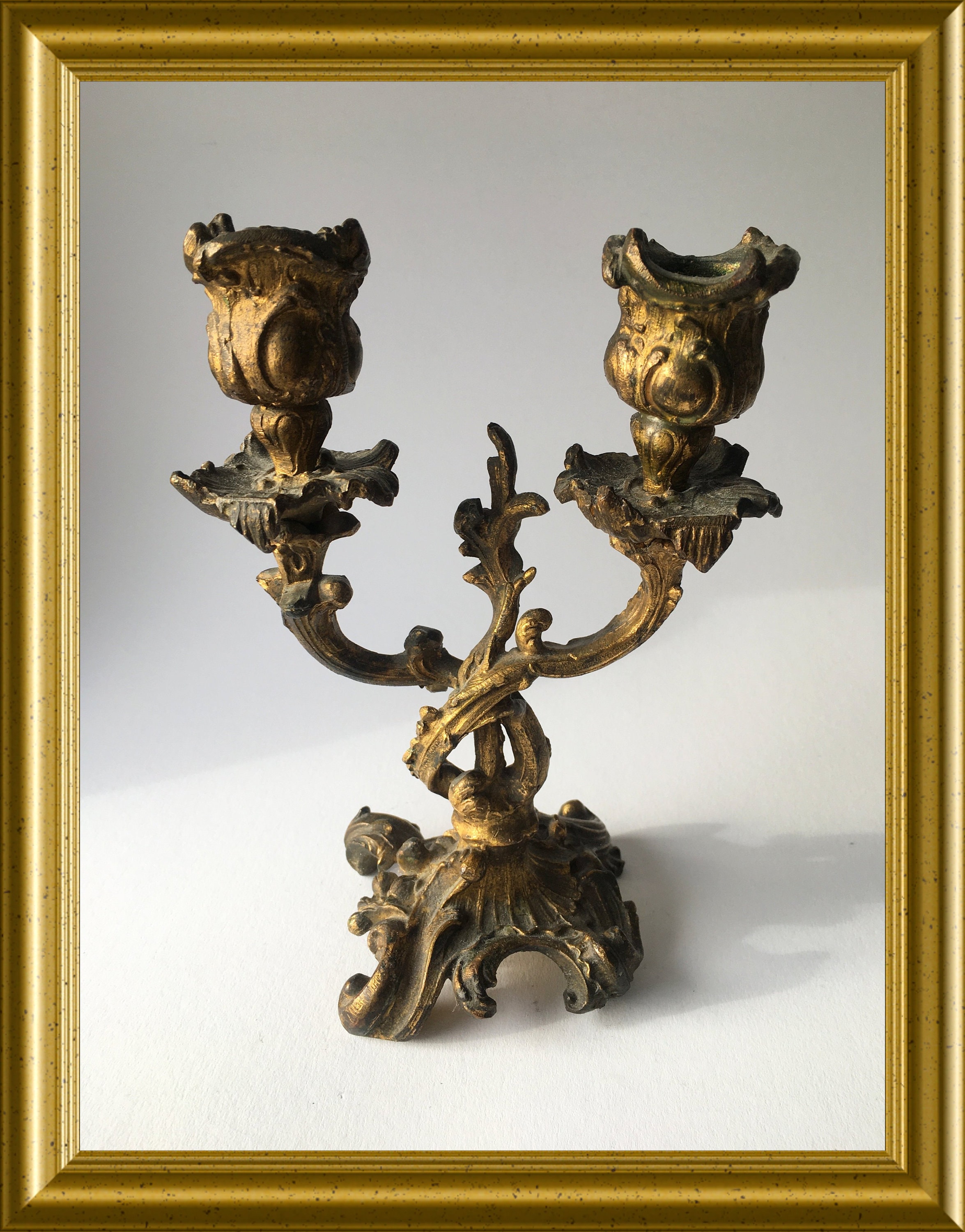 Antique bronze candle holder, candlestick