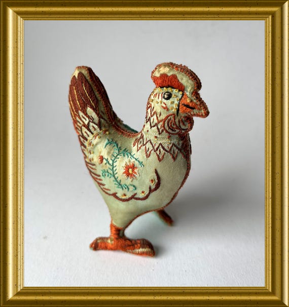 Vintage small silk rooster