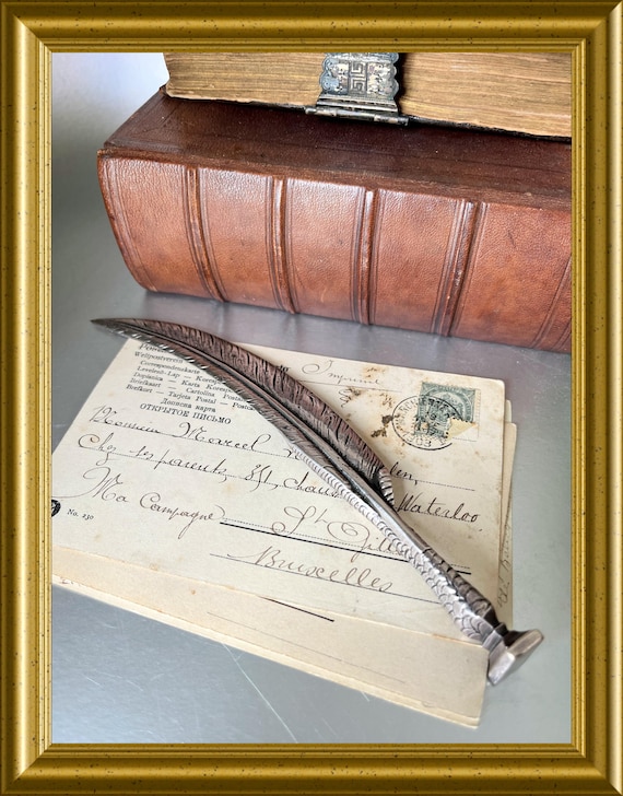 Vintage silver plated seal / letter opener: claw, feather