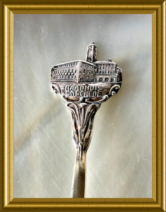Vintage Dutch silver souvenir spoon – Enschede Town Hall