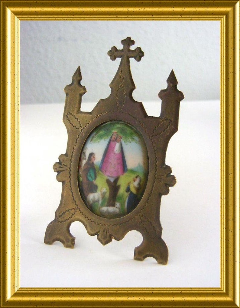Antique Religious Frame Holy Mary on Porcelain Etsy