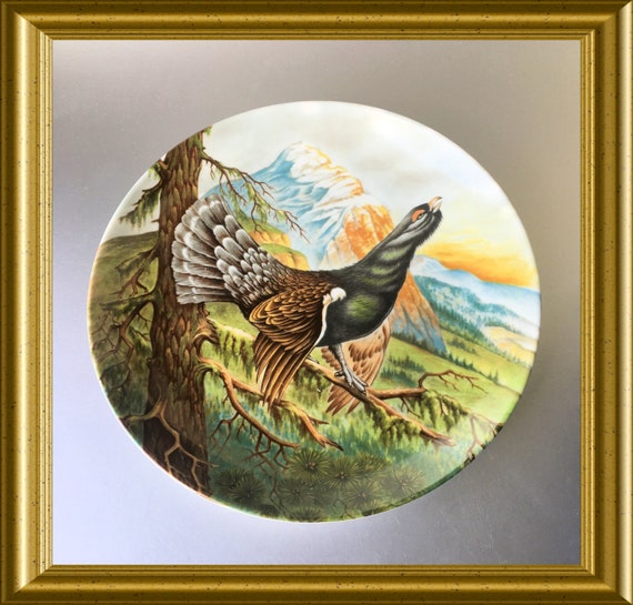 Kaiser Germany porcelain bird plate: wood grouse